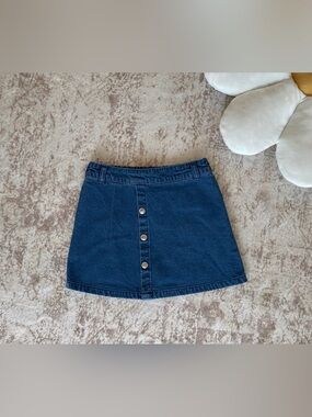 Primark Dark Blue Button-Front Denim Mini Skirt